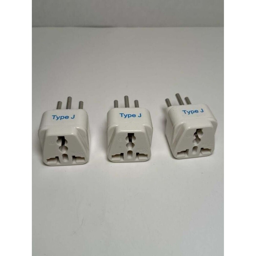 Ceptics Type J Switzerland Travel Plug Adapter Grounded 3-Pack